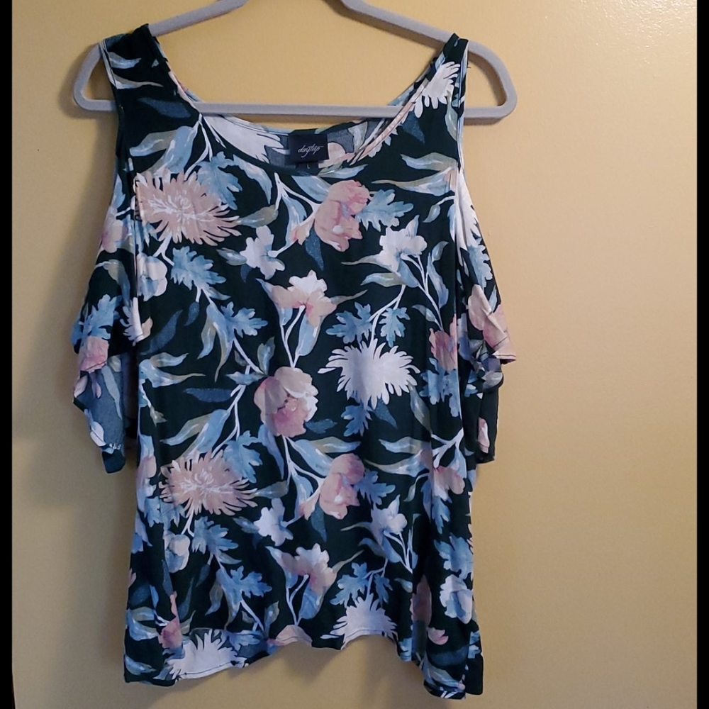 Daytrip Floral Cold Shoulder Top Sz L